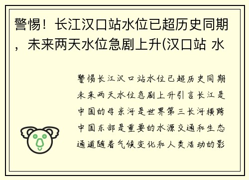 警惕!长江汉口站水位已超历史同期,未来两天水位急剧上升(汉口站 水位)