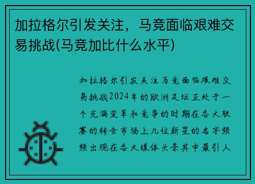 加拉格尔引发关注，马竞面临艰难交易挑战(马竞加比什么水平)