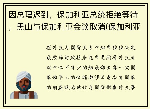 因总理迟到，保加利亚总统拒绝等待，黑山与保加利亚会谈取消(保加利亚里拉山)